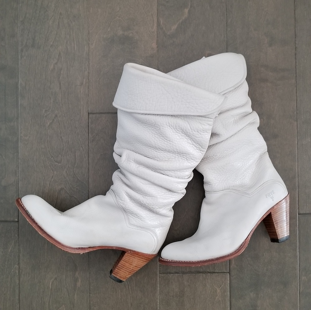 FRYE Dorado Slouch Boots 77580 White 7.5M